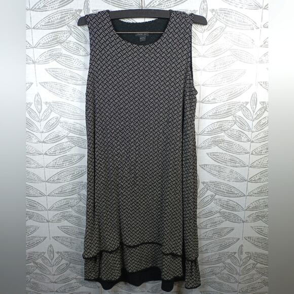J Jill Wearever Dress Scoop Neck Mini Sleeveless Neutral Pattern Black - Picture 1 of 6